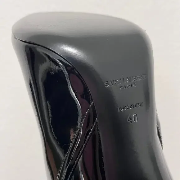 Saint Laurent Tall Knee-High Black Patent Leather Boots 40 - Picture 6 of 13